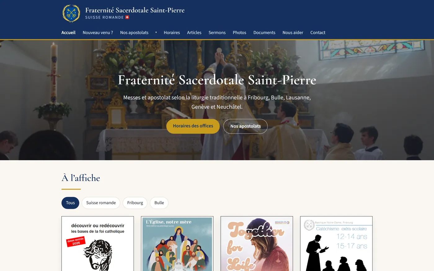 Le site Fraternité Saint-Pierre, Suisse romande